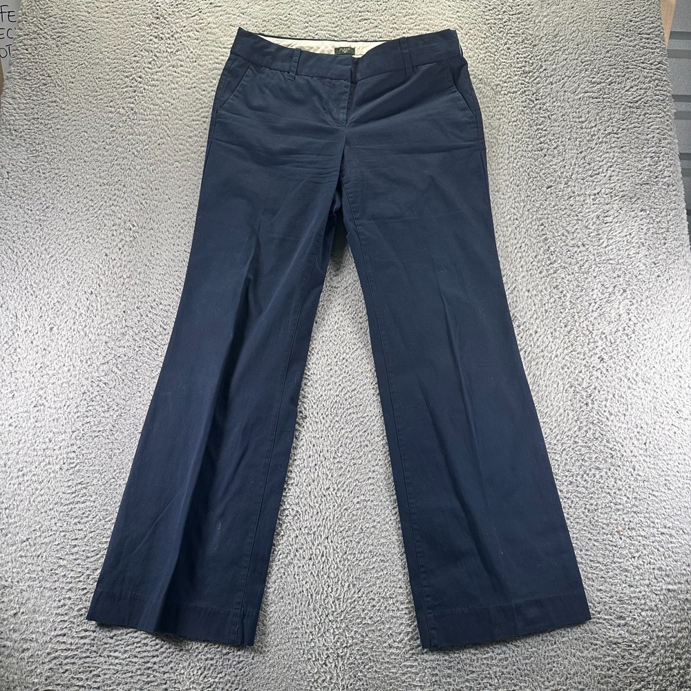 J.Crew Pant Womens 6 Blue Cotton Dress Wide Leg Classic Business Career Stretch